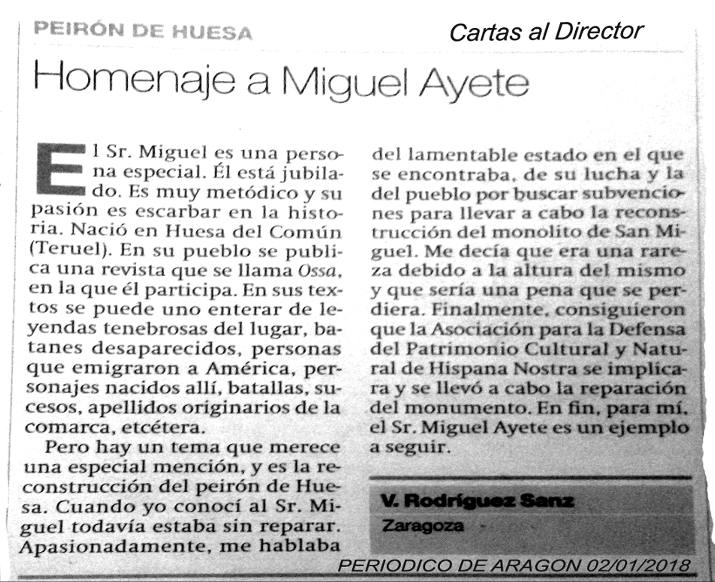 Carta al director de El Periódico de Aragón