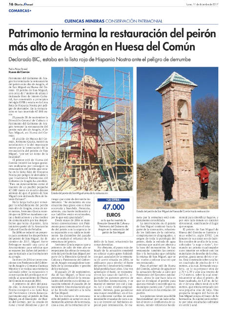 El patrimonio de Huesa en Diario de Teruel